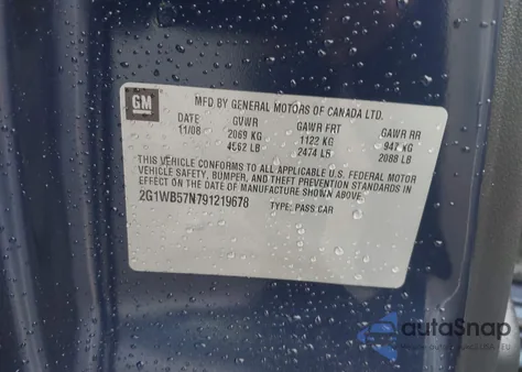 2009 Chevrolet Impala Ls from USA, damaged, VIN 2G1WB57N791219678